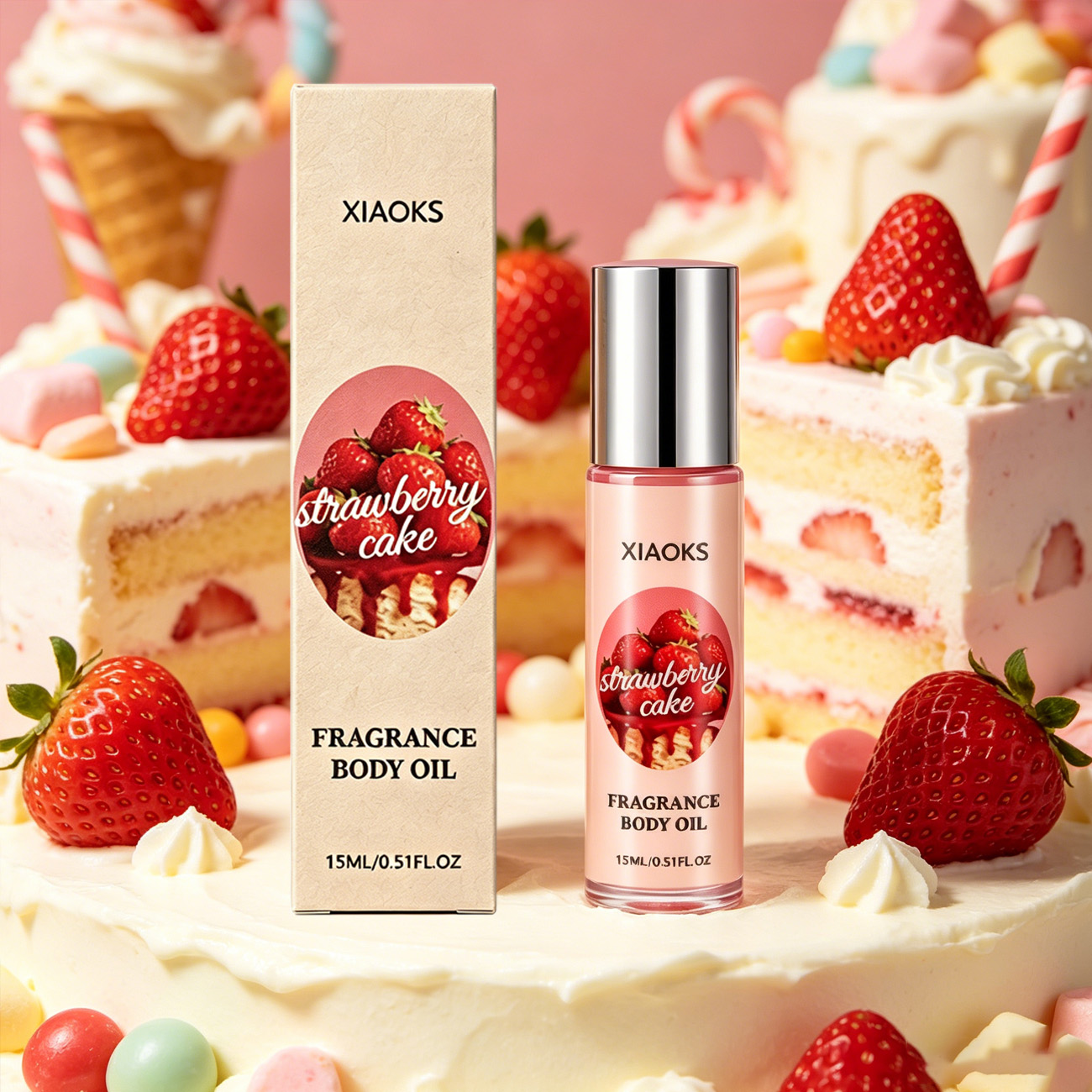 Perfume Smell Fragrance - 1 Şişe Çilekli Kek Tatlı Roll-On